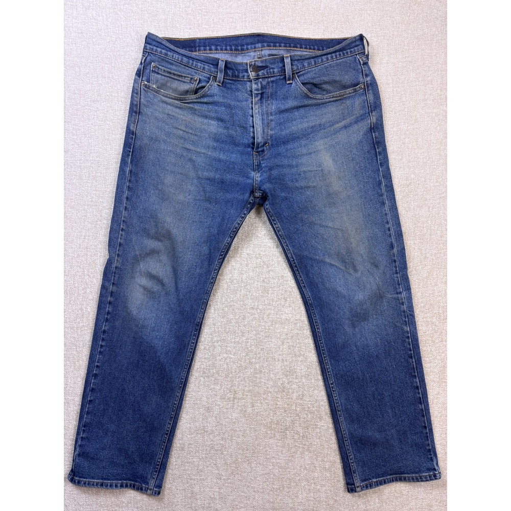 Levis 505 Regular Fit Straight Leg Jeans Medium Wash Blue Denim 36x30
